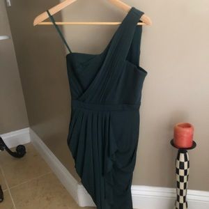 BCBG emerald one shoulder dress